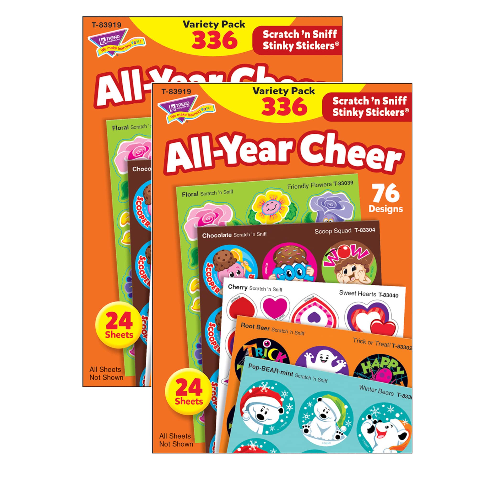 Trend Enterprises® Stinky Stickers® All Year Cheer Variety Pack, 2 Packs of 336ct.